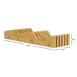 6 pieces of Home Basics Contemporary Wave Horizontal In Drawer Bamboo Knife Block, Natural