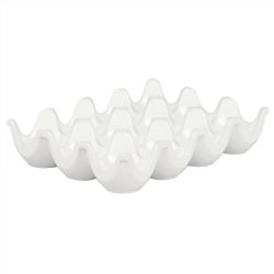 12 pieces of Home Basics 12 Compartment Ceramic Egg Tray, White