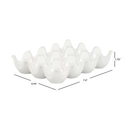 12 pieces of Home Basics 12 Compartment Ceramic Egg Tray, White