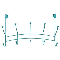 12 pieces of Home Basics Shelby 5 Hook Over The Door Hanging Rack, Turquoise