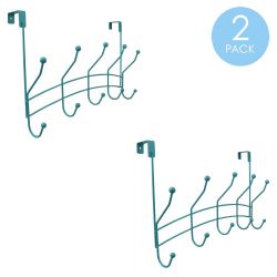 12 pieces of Home Basics Shelby 5 Hook Over The Door Hanging Rack, Turquoise