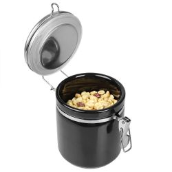8 pieces of Home Basics 33 Oz. Canister With Stainless Steel Top, Black