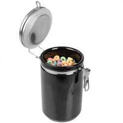 8 pieces of Home Basics 45 Oz. Canister With Stainless Steel Top, Black