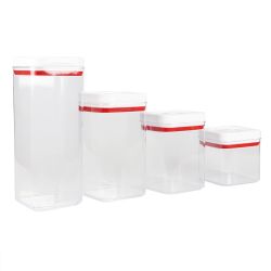 6 Wholesale Home Basics 4 Piece Twist N Lock Square Canister Set