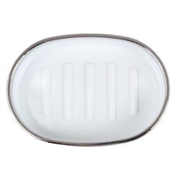 12 pieces of Home Basics Skylar Oval Ridged Abs Plastic Soap Dish, White