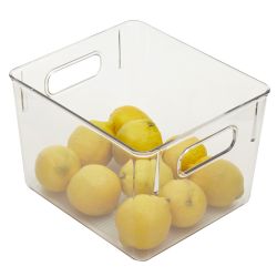 12 pieces of Home Basics Medium Plastic Fridge Bin, Clear