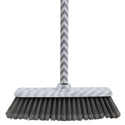 12 pieces of Home Basics Chevron Angled Push Broom, Grey