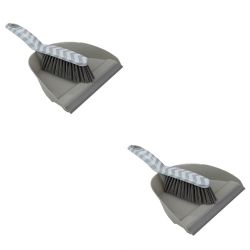 12 pieces Home Basics Chevron Plastic Dust Pan Set With Serrated Cleaning Edge, Grey - Dust Pans