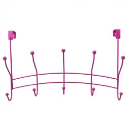 12 pieces of Home Basics Shelby 5 Double Tiered Hook Over The Door Hanging Rack, Pink