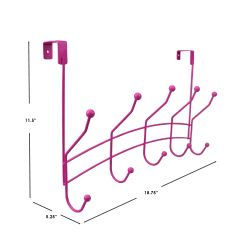 12 pieces of Home Basics Shelby 5 Double Tiered Hook Over The Door Hanging Rack, Pink