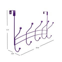 12 pieces of Home Basics Shelby 5 Hook Over The Door Hanging Rack, Purple