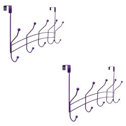 12 pieces of Home Basics Shelby 5 Hook Over The Door Hanging Rack, Purple