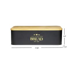 4 pieces of Home Basics Bistro Tin Bread Box With Bamboo Lid, Black
