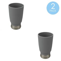 12 pieces of Home Basics Rubberized Plastic Tumbler With Steel Base, Grey