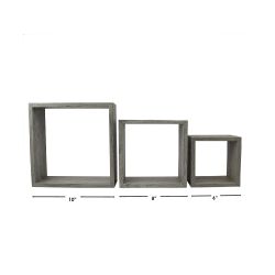 6 Wholesale Home Basics 3 Piece MDF Floating Wall Cubes, Grey