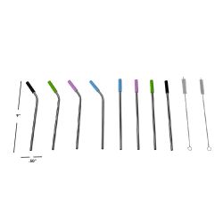 24 pieces of Home Basics Soft Silicone Tip Stainless Steel Straw Set, MultI-Color, (pack Of 10)