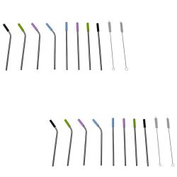 24 pieces of Home Basics Soft Silicone Tip Stainless Steel Straw Set, MultI-Color, (pack Of 10)