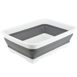 12 pieces of Home Basics Collapsible Silicone And Plastic MultI-Purpose Storage Washing Basin, Grey
