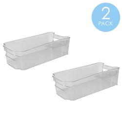 12 pieces of Home Basics Stackable Medium Plastic Fridge Pantry And Closet Organization Bin With Handles