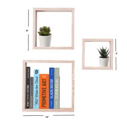6 pieces of Home Basics 3-Piece Mdf Floating Wall Cubes, Oak