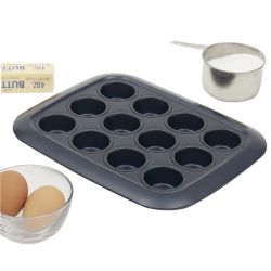 12 pieces of Michael Graves Design NoN-Stick 12 Mini Cup Carbon Steel Muffin Pan, Indigo