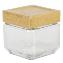 12 pieces Home Basics 27 Oz Square Glass Canister With Bamboo Lid - Storage & Organization