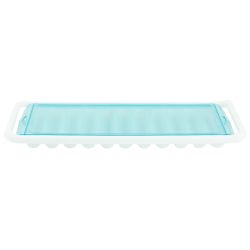 12 pieces of Home Basics 11 Compartment Slim Plastic Stackable Ice Cube Tray With SnaP-On Cover, Blue