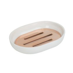 12 pieces of Home Basics 4 Piece Ceramic Bath Accessory Set With Rose Gold Accents, White