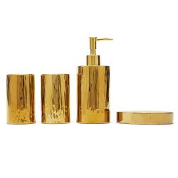 8 pieces of Home Basics 4 Piece Ceramic Bath Accessory Set, Gold