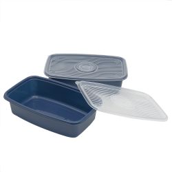 9 pieces of Home Basics 4 Piece Rectangular Plastic Meal Prep Set, (91.3 Oz), Blue