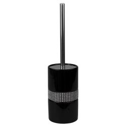 6 pieces of Home Basics  Sequin Accented  Ceramic  Luxury  Hideaway Toilet Brush Holder With Steel Handle, Black