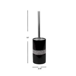 6 pieces of Home Basics  Sequin Accented  Ceramic  Luxury  Hideaway Toilet Brush Holder With Steel Handle, Black