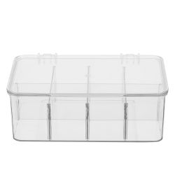 6 pieces of Home Basics 8 Compartment Plastic Tea Storage Box, Clear