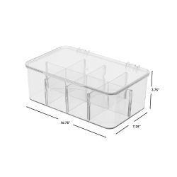6 pieces of Home Basics 8 Compartment Plastic Tea Storage Box, Clear