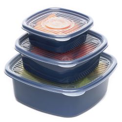 8 pieces of Home Basics 6 Piece Square Plastic Meal Prep Set, Blue