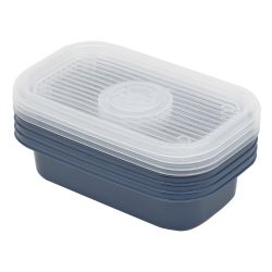 14 pieces of Home Basics 8 Piece Rectangular Plastic Meal Prep Set, (17.6 Oz), Blue