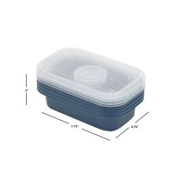 14 pieces of Home Basics 8 Piece Rectangular Plastic Meal Prep Set, (17.6 Oz), Blue
