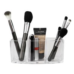 12 pieces of Home Basics 3 Compartment Plastic Make Up Organizer, Clear