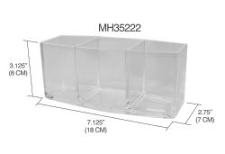 12 pieces of Home Basics 3 Compartment Plastic Make Up Organizer, Clear