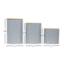3 pieces of Home Basics Honeycomb 3 Piece Ceramic Canister Set, Grey
