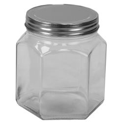 24 pieces of Home Basics  26 Oz. Small Hexagon Glass Canister, Clear