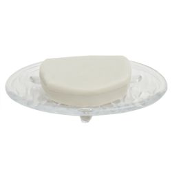 8 pieces of Home Basics Rippled 3 Piece Glass Bath Accessory Set, Clear
