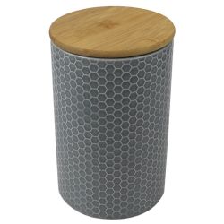 12 pieces Home Basics Honeycomb Large Ceramic Canister, Grey - Storage & Organization