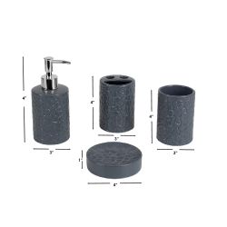 12 pieces Home Basics 4-Piece Ceramic Cobblestone Bath Accessory Set, Grey - Shower Accessories