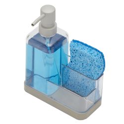 12 pieces of Home Basics 13.5 Oz. Plastic Soap Dispenser With Sponge Compartment, Satin Nickel