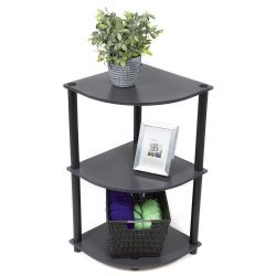 Home Basics 3 Tier Corner Shelf, Grey