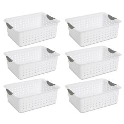 6 pieces of Sterilite Medium Ultrag  Basket / White Basket With Titanium Inserts