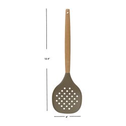24 pieces of Home Basics Karina HigH-Heat Resistance NoN-Stick Safe Silicone Skimmer With  Easy Grip Beech Handle, Grey