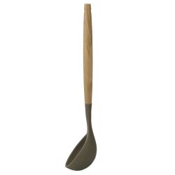 24 pieces of Home Basics Karina HigH-Heat Resistance NoN-Stick Safe Silicone Ladle With Easy Grip Beech Wood Handle, Grey