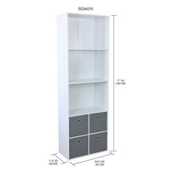 Home Basics 4 Cube Shelf With Four Bins, White